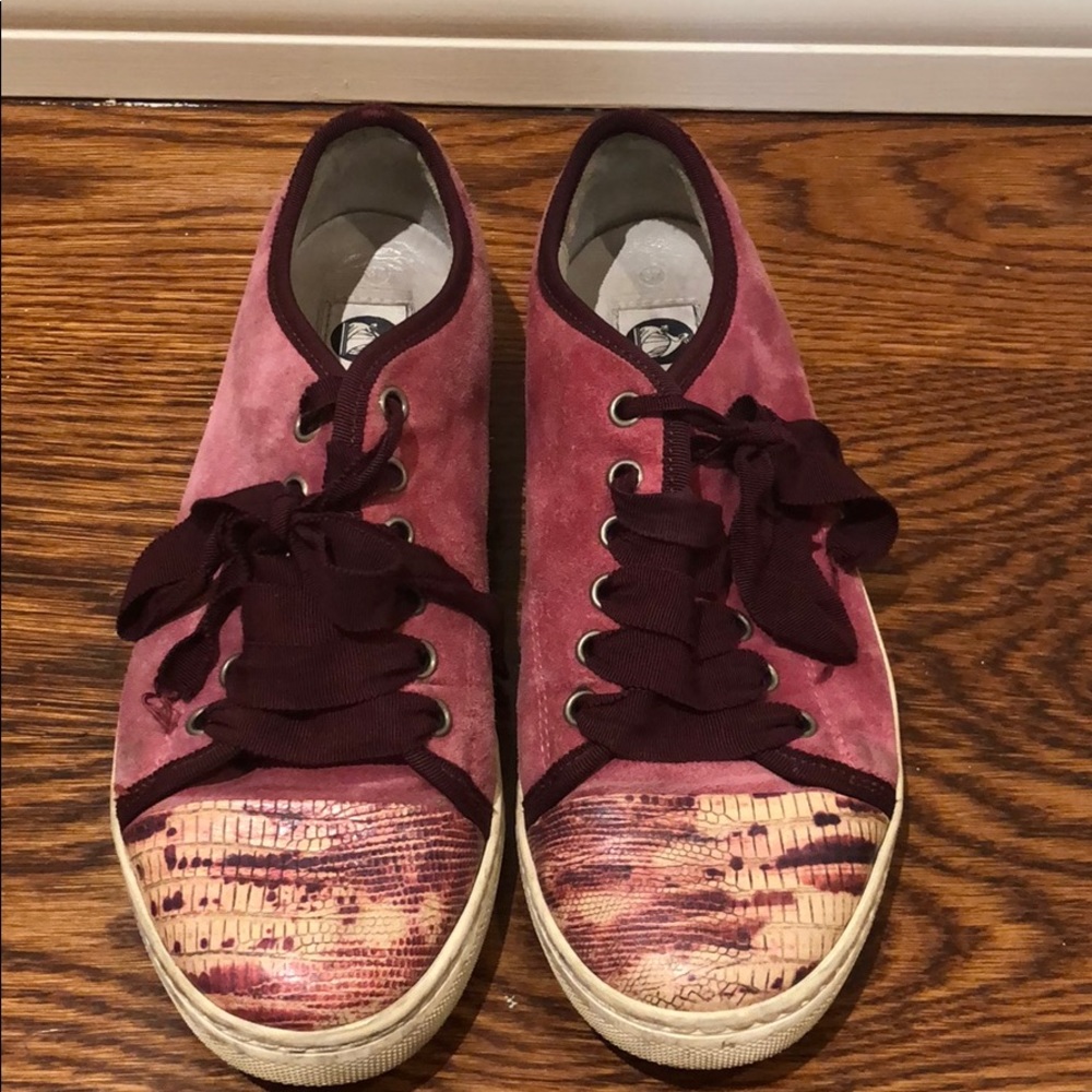 Lanvin pink suede sneakers